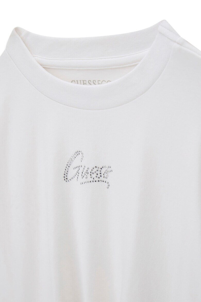 GUESS KIDS Къса тениска с памук с лого Бял