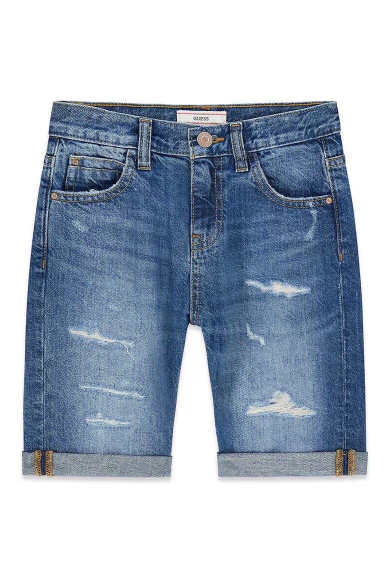 GUESS KIDS Къси дънки с протрити зони Син меланж