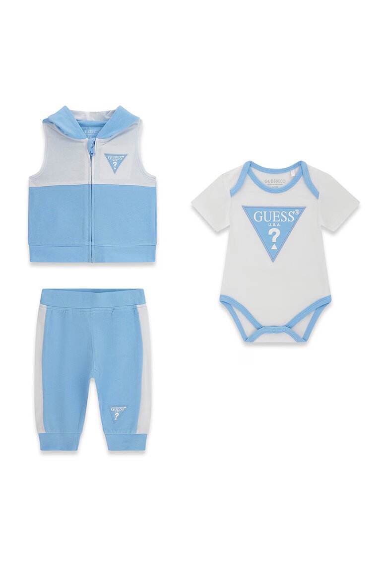 GUESS KIDS Комплект с памук - 3 части - Бял/Небесносин