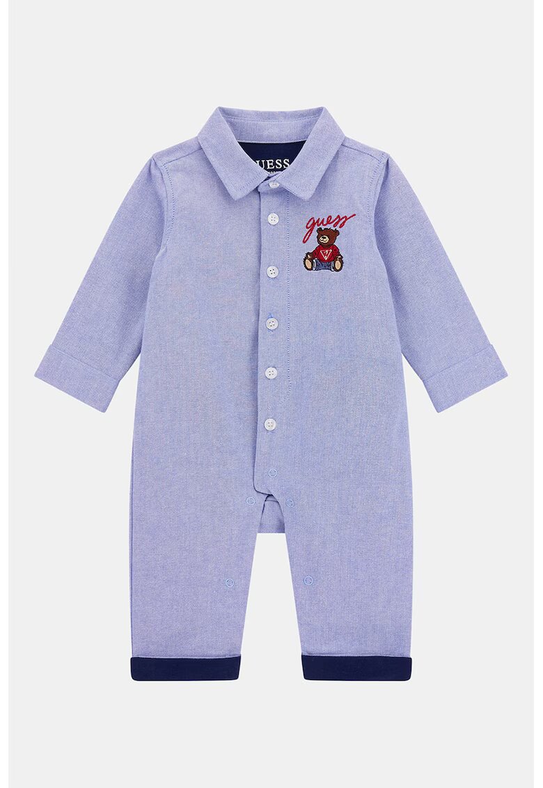 GUESS KIDS Памучен гащеризон с лого - Червен/Лавандула