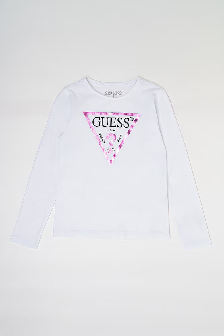 GUESS KIDS Памучна блуза с лого Бял