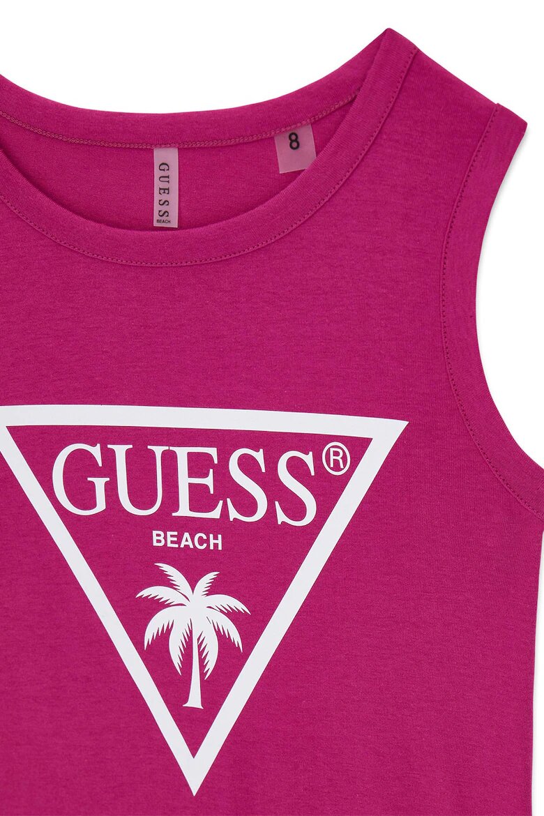 GUESS KIDS Памучна рокля с принт Фуксия