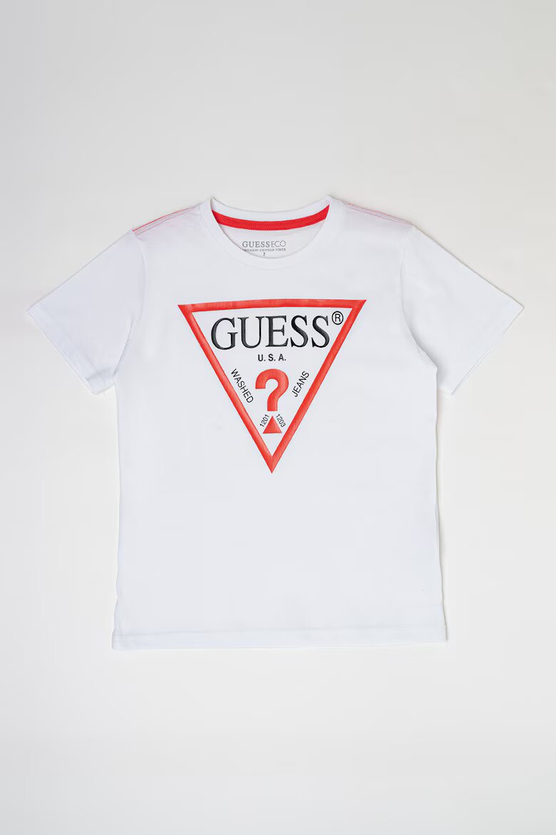 GUESS KIDS Памучна тениска с лого Бял
