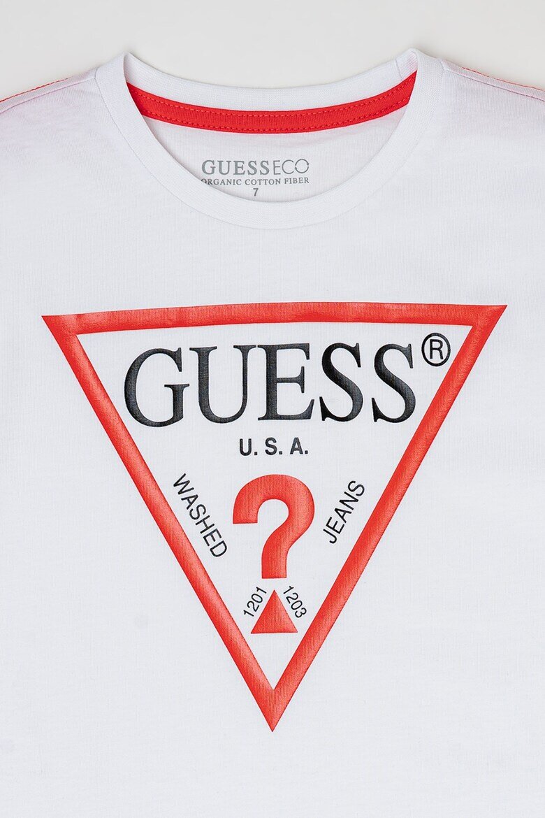 GUESS KIDS Памучна тениска с лого Бял