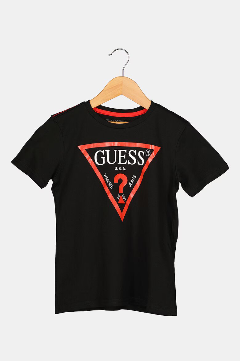 GUESS KIDS Памучна тениска с лого Червен/Черен