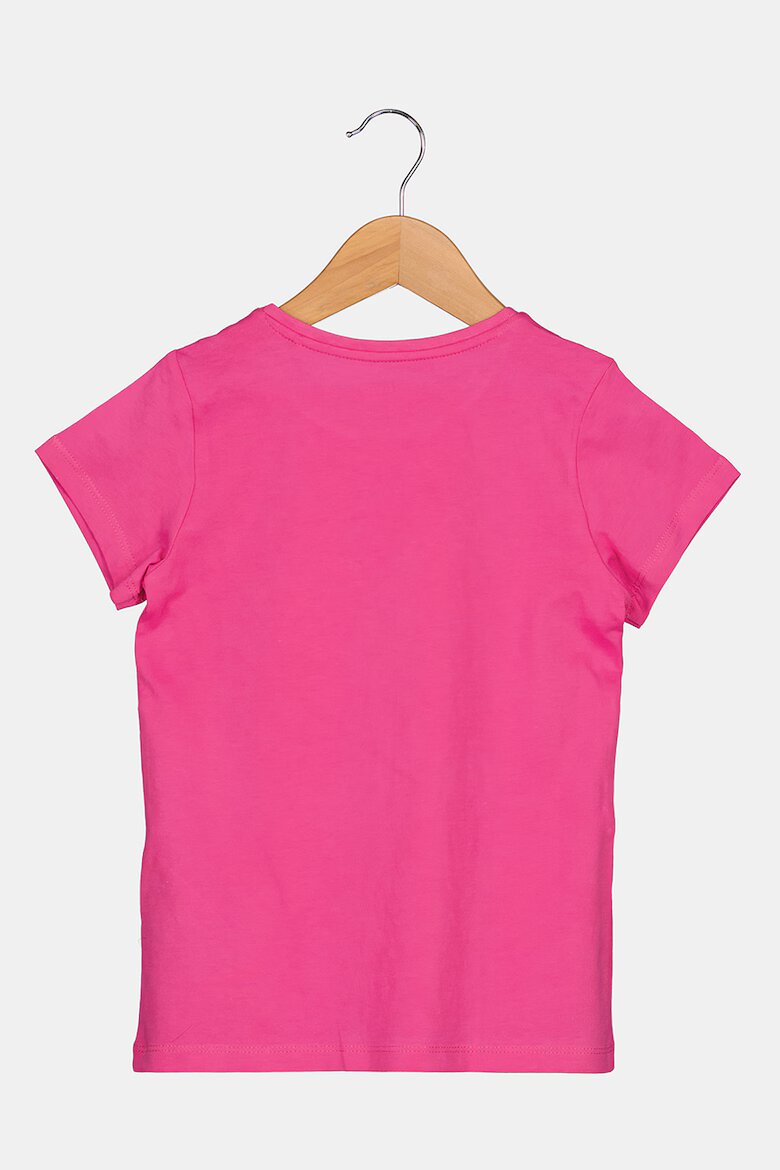 GUESS KIDS Памучна тениска с метализирано лого Фуксия