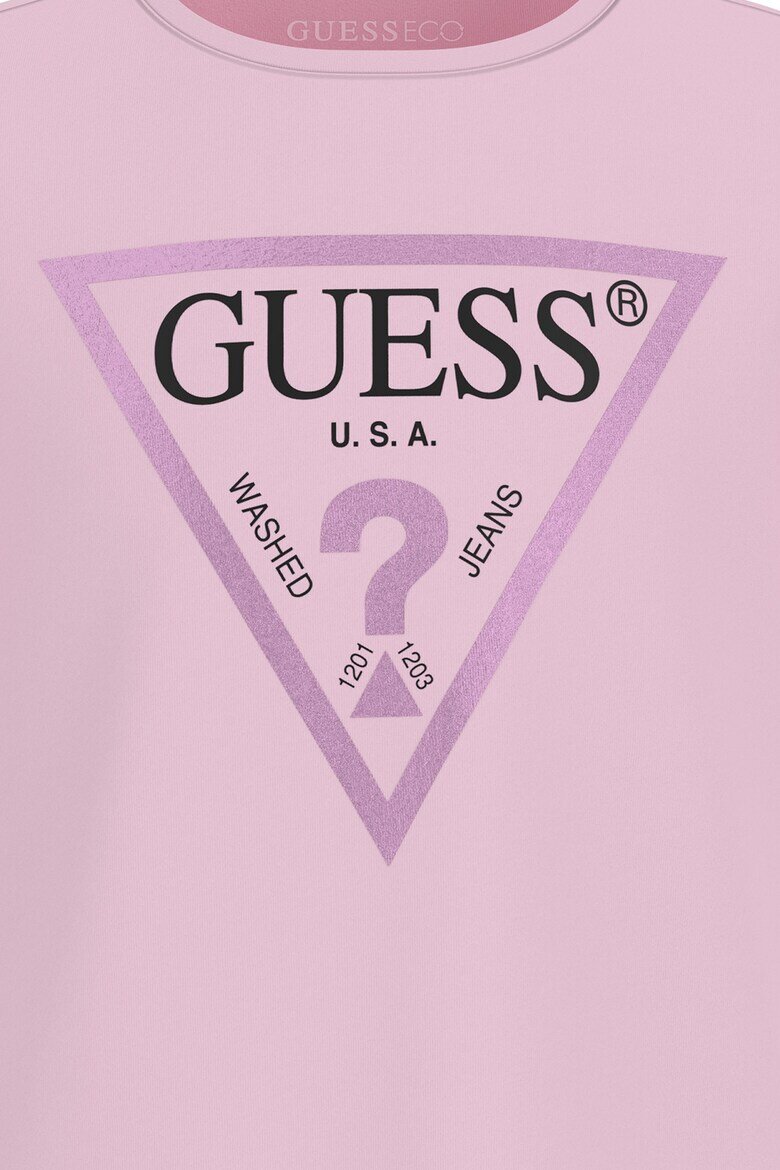 GUESS KIDS Памучна тениска с метализирано лого Пастелнорозов