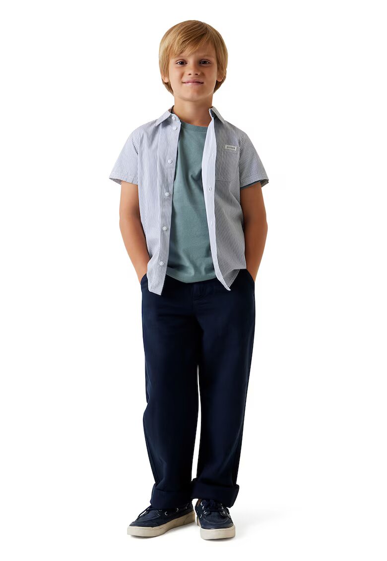 GUESS KIDS Панталон с лен с регулираща се талия - Ултрамарин синьо