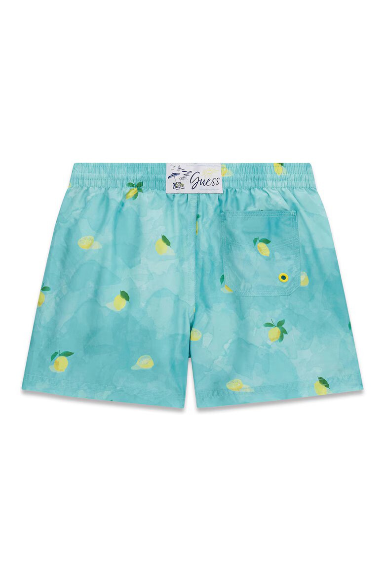 GUESS KIDS Плувни шорти с връзка и десен Тюркоаз/Сламеножълт
