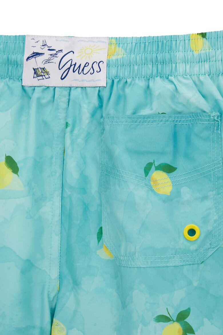 GUESS KIDS Плувни шорти с връзка и десен Тюркоаз/Сламеножълт