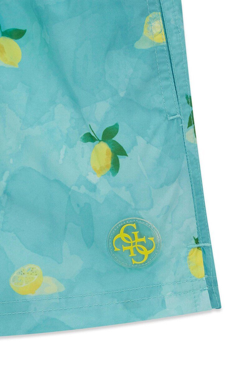 GUESS KIDS Плувни шорти с връзка и десен Тюркоаз/Сламеножълт