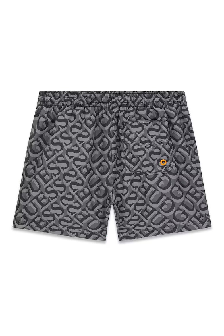 GUESS KIDS Плувни шорти с връзка и лого Черен/Tъмносив
