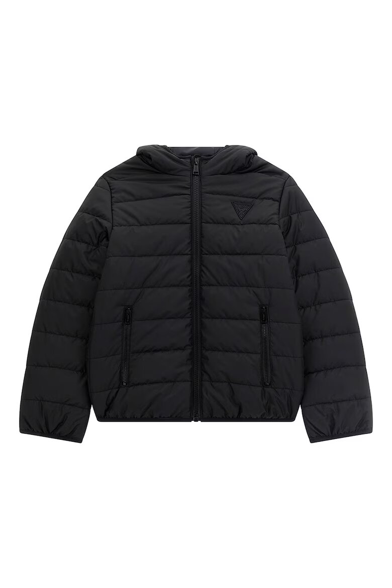 GUESS KIDS Подплатено зимно яке с качулка Черен