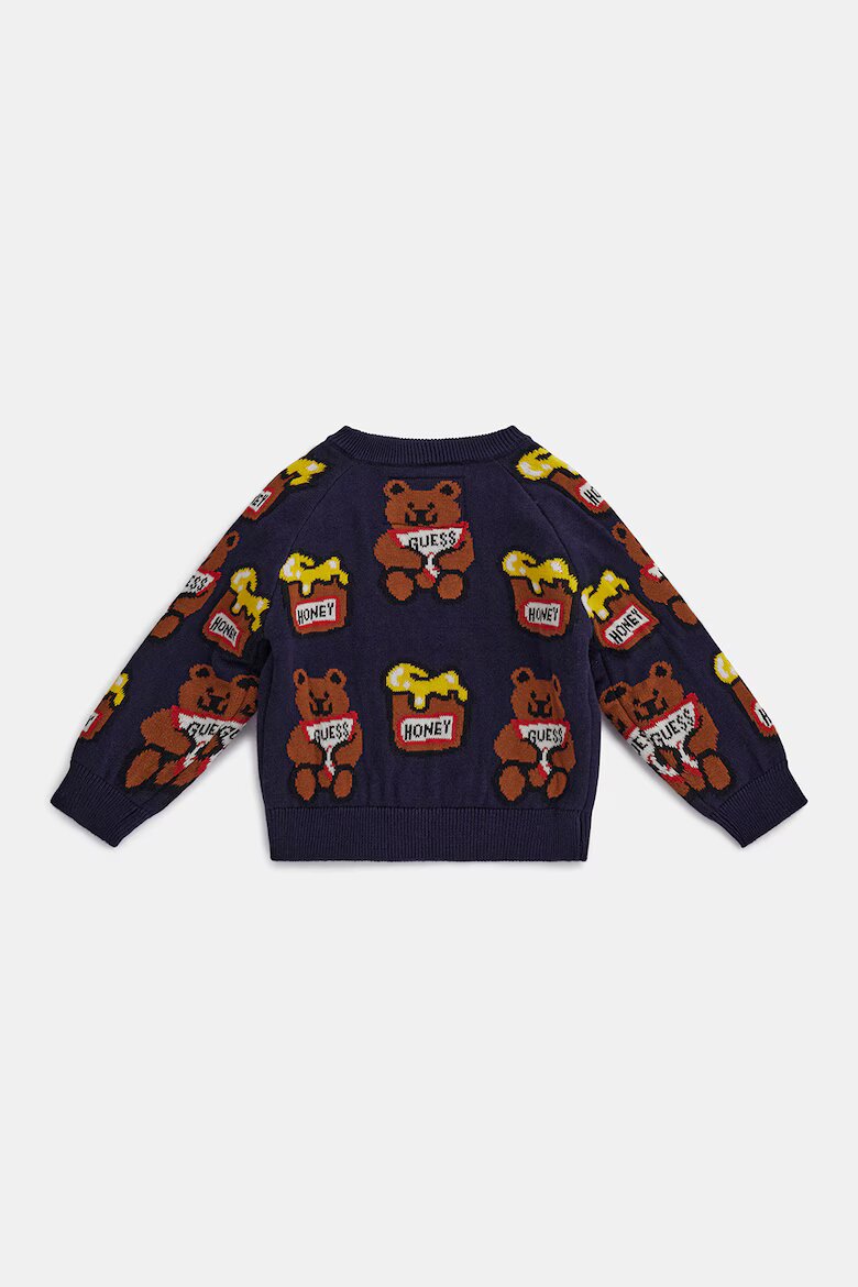 GUESS KIDS Пуловер с овално деколте и принт Кафяв/Ултрамарин синьо/Шафраново жълто