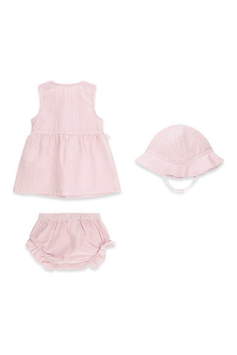 GUESS KIDS Раирана рокля гащички и шапка - 3 части Бял/Пастелнорозов