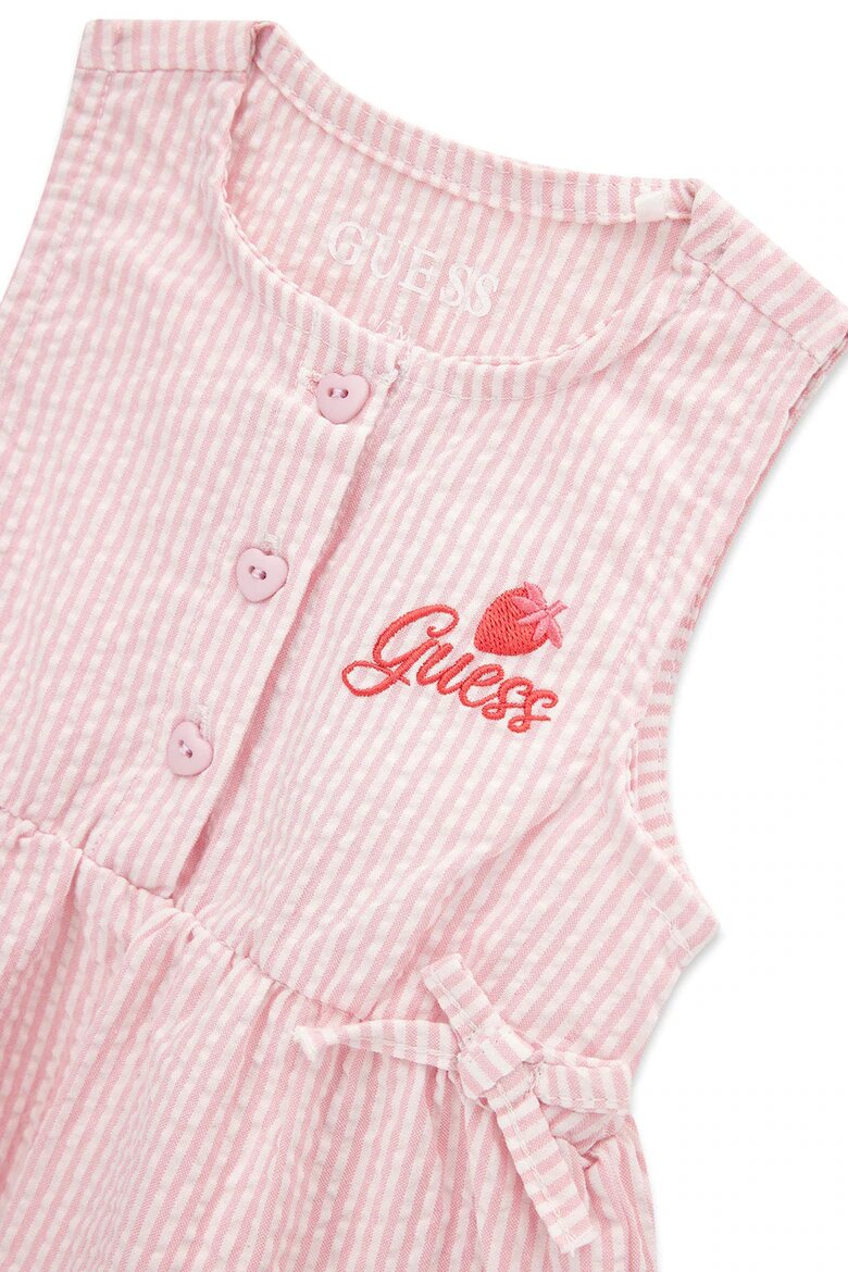 GUESS KIDS Раирана рокля гащички и шапка - 3 части Бял/Пастелнорозов