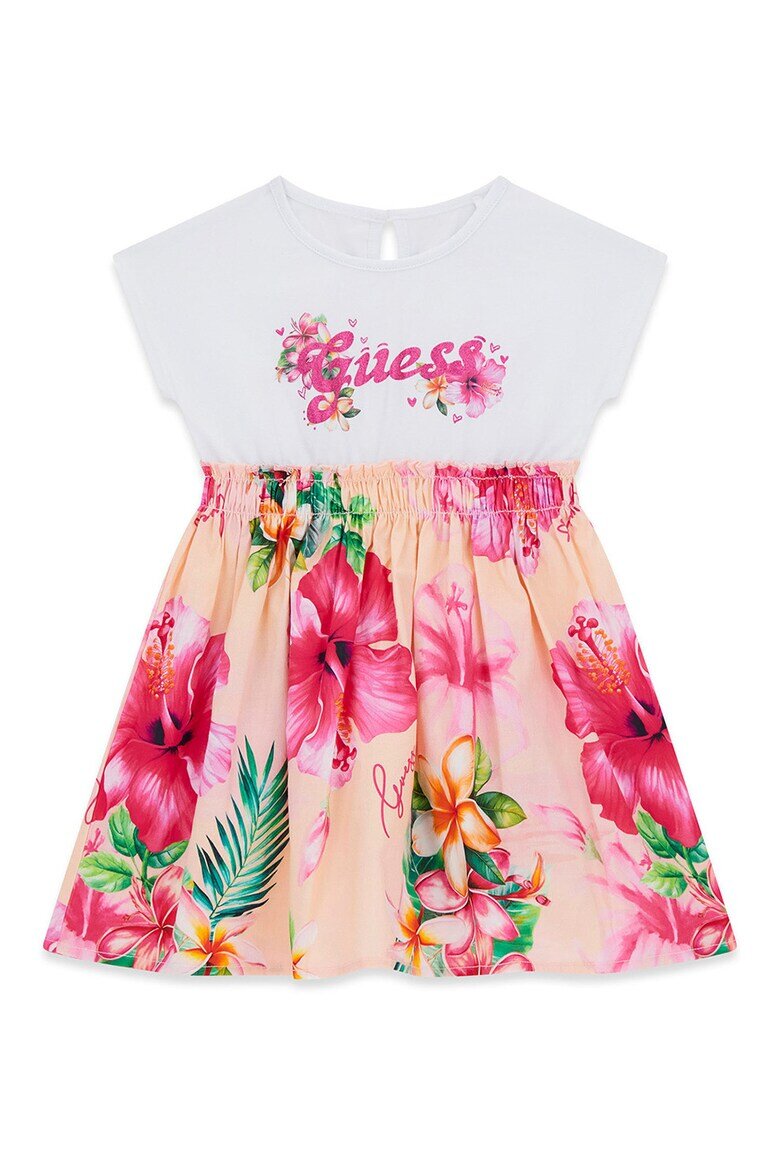 GUESS KIDS Разкроена флорална рокля Бял/Розово