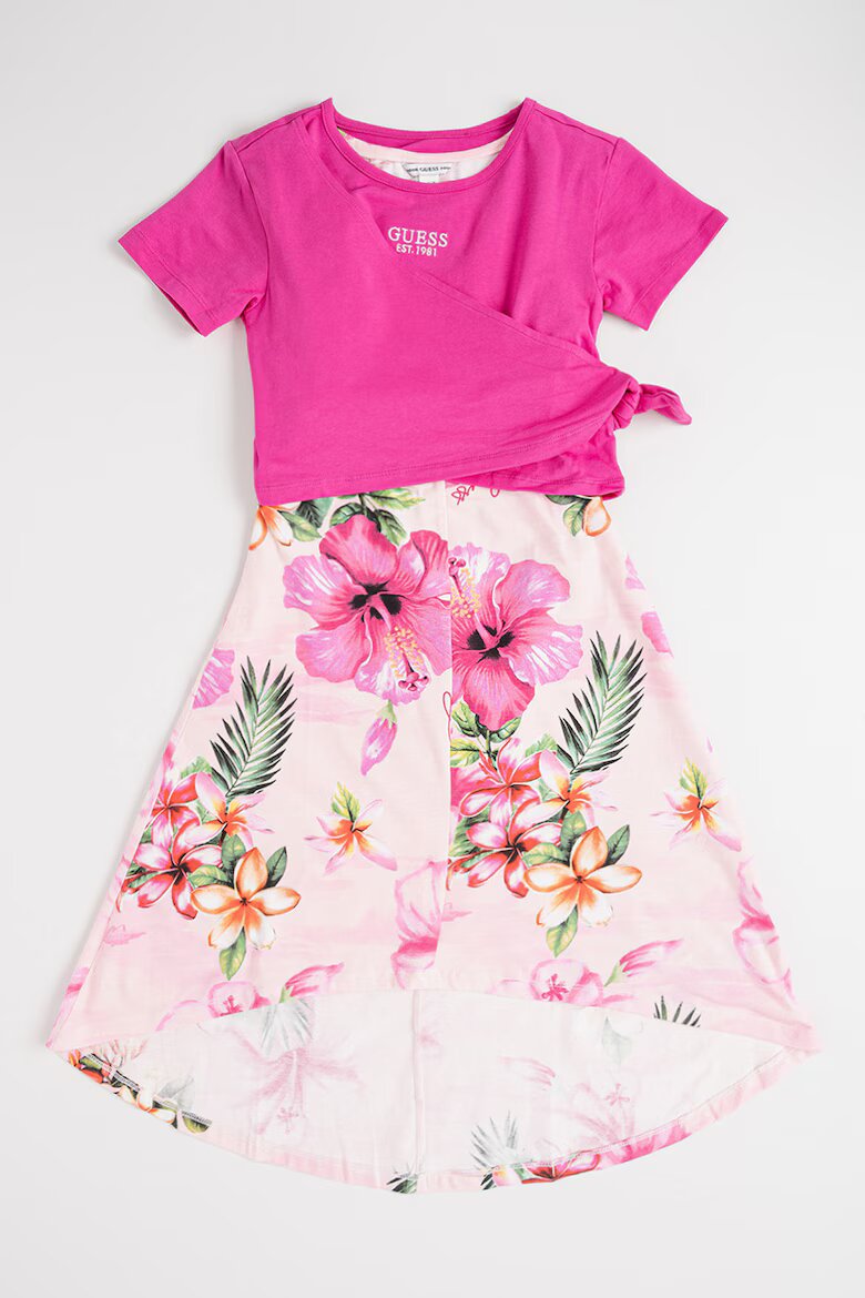 GUESS KIDS Разкроена рокля с дизайн 2 в 1 Светлорозов