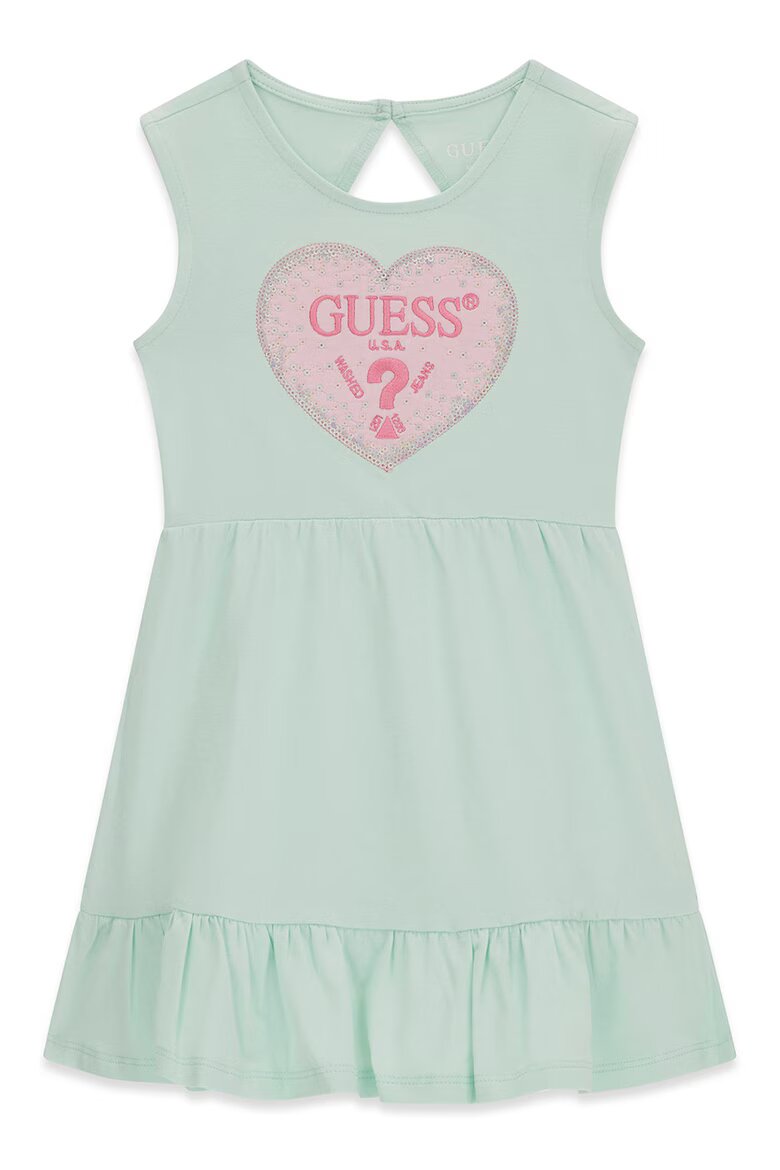 GUESS KIDS Разкроена рокля с лого Бледозелен