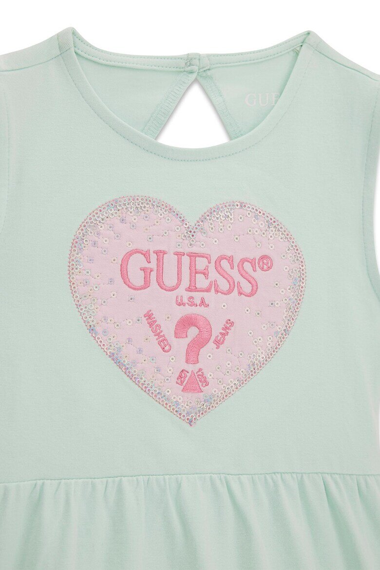 GUESS KIDS Разкроена рокля с лого Бледозелен
