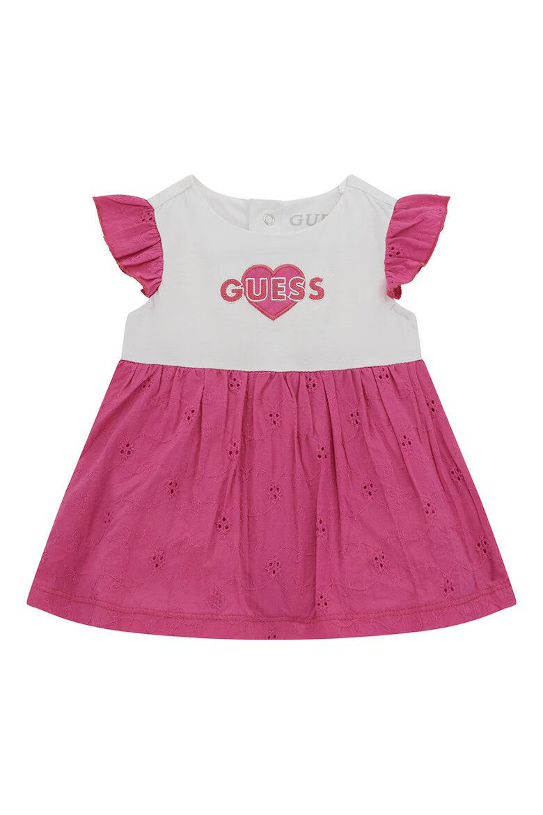 GUESS KIDS Разкроена рокля с лого Бял/Тъмнорозов