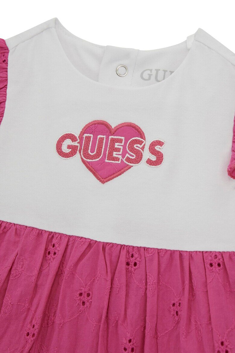 GUESS KIDS Разкроена рокля с лого Бял/Тъмнорозов