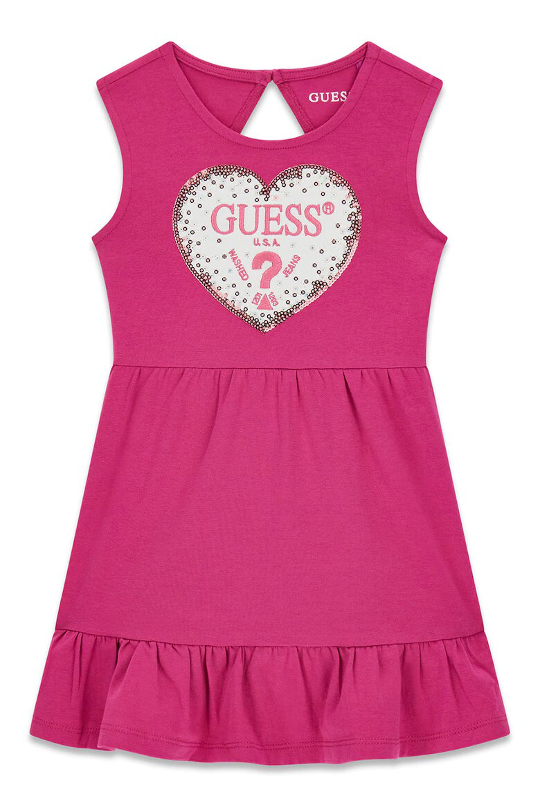 GUESS KIDS Разкроена рокля с лого Фуксия