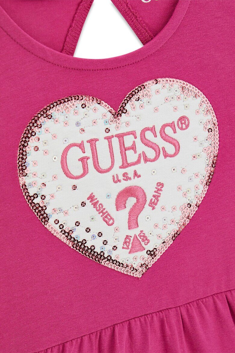 GUESS KIDS Разкроена рокля с лого Фуксия