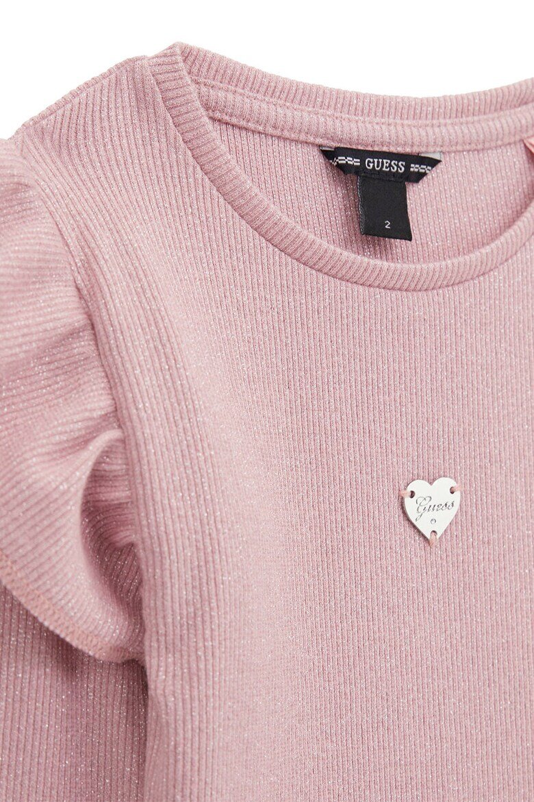 GUESS KIDS Рипсена блуза с набирания Прашно розово