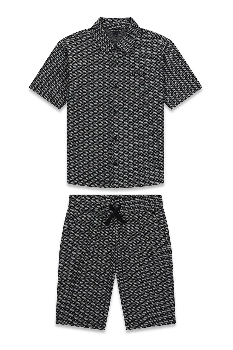 GUESS KIDS Риза и шорти с памук - 2 части Черен/Сив