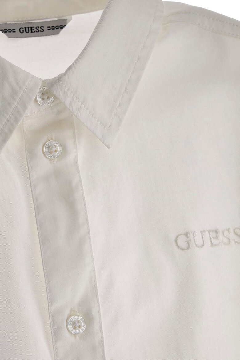 GUESS KIDS Риза с памук с остра яка Светло сив