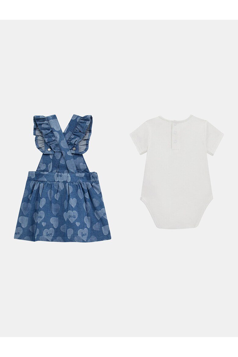 GUESS KIDS Рокля тип сукман от деним и боди - 2 части Тъмносин/Мръснобял