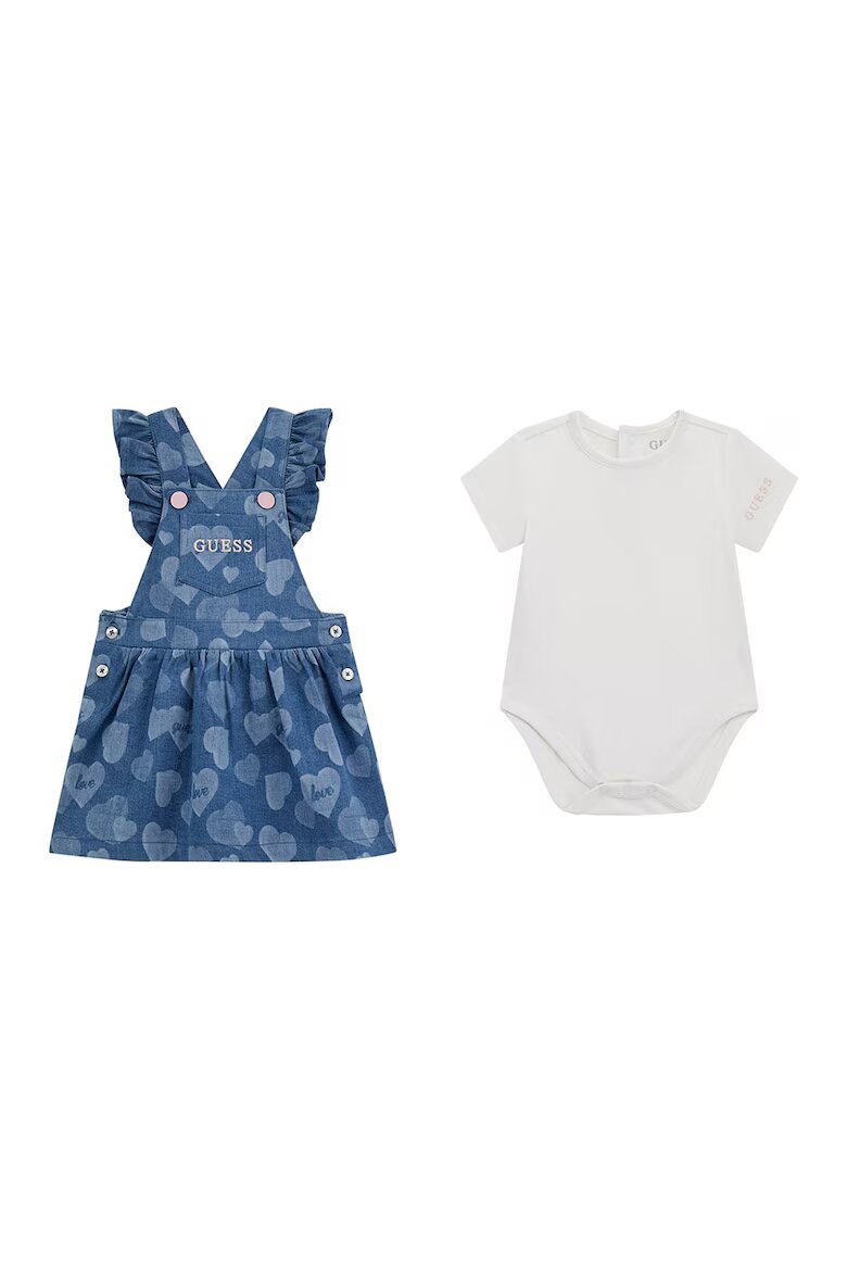GUESS KIDS Рокля тип сукман от деним и боди - 2 части Тъмносин/Мръснобял