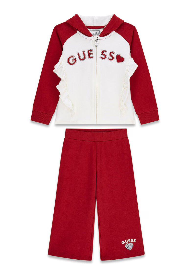 GUESS KIDS Спортен екип с лого - Бял/Тъмночервен