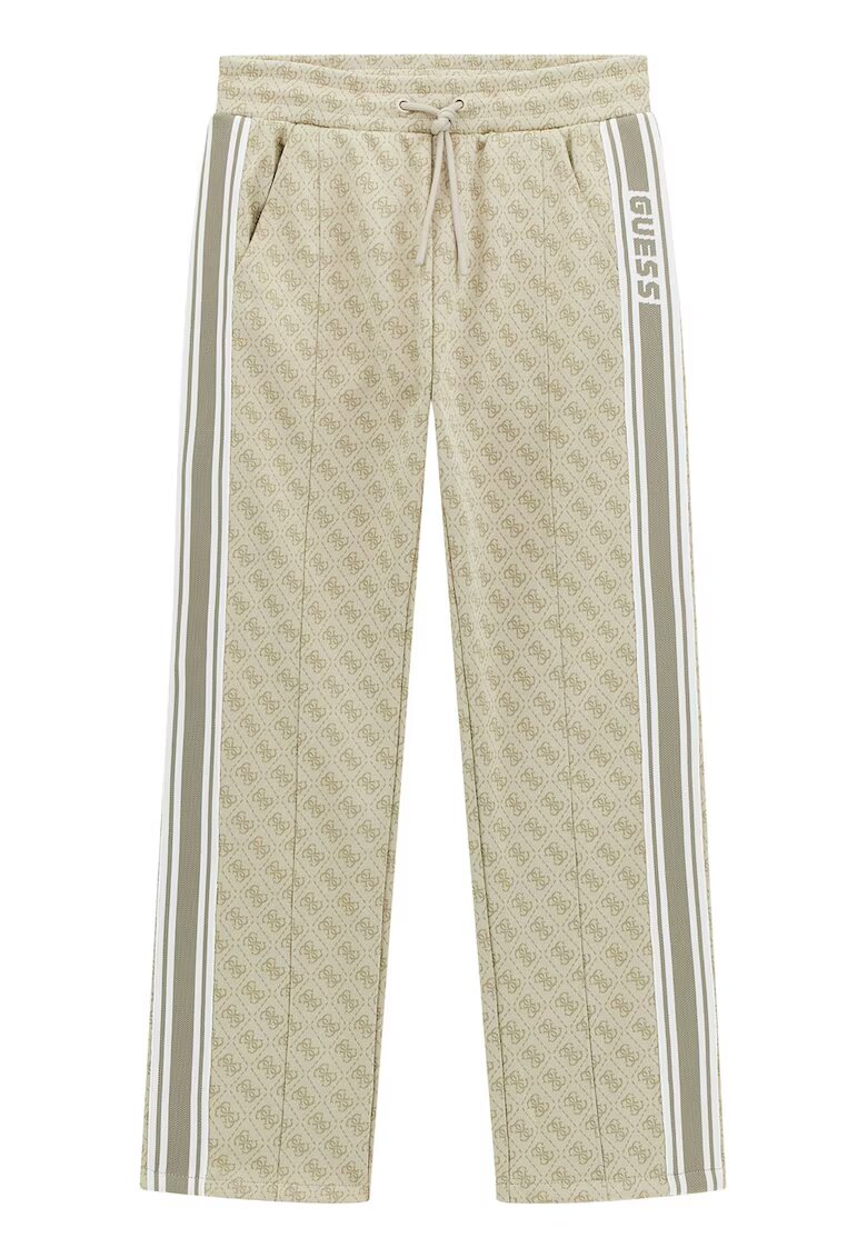 GUESS KIDS Спортен панталон с монограм - Бледозелен/Мръснобял