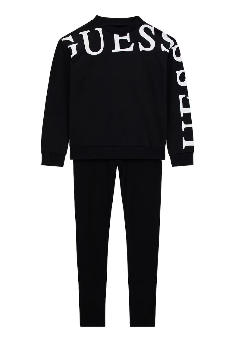 GUESS KIDS Суитшърт с лого и клин - Бял/Черен