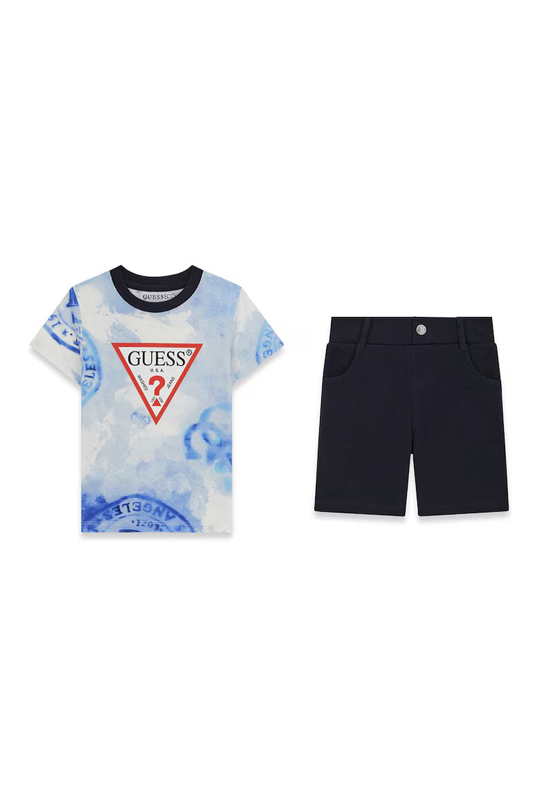 GUESS KIDS Тениска и бермуди Черен/Бледо синьо