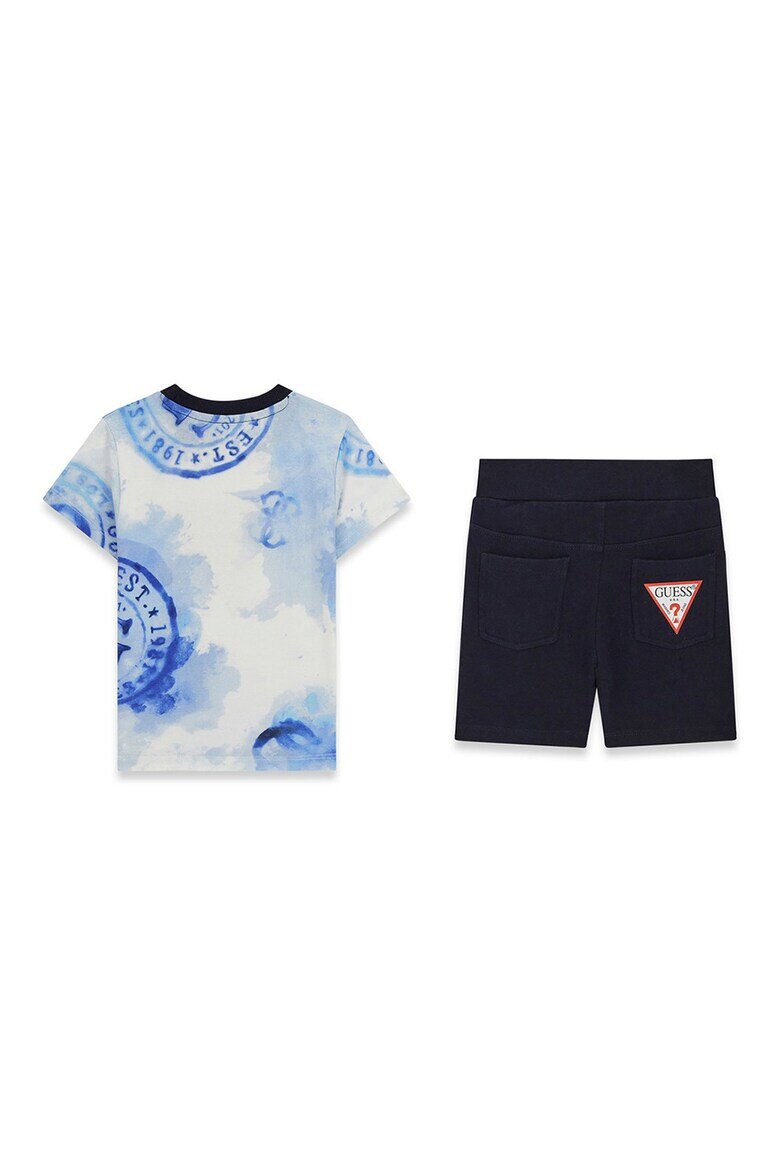 GUESS KIDS Тениска и бермуди Черен/Бледо синьо