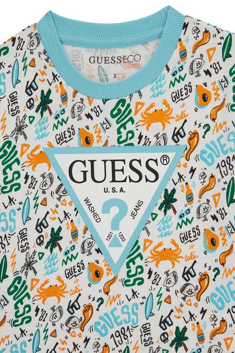 GUESS KIDS Тениска и бермуди Тюркоаз/Светло оранжево/Аква зелено