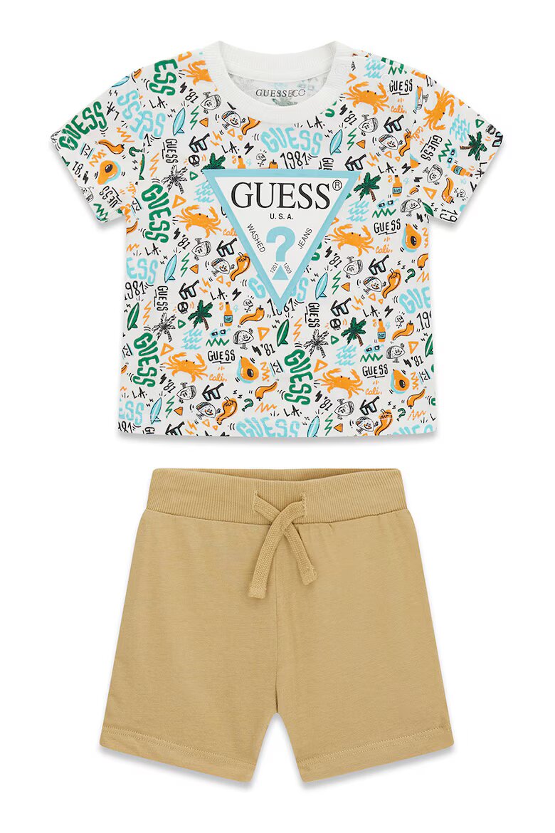 GUESS KIDS Тениска и къс панталон с лого Многоцветен