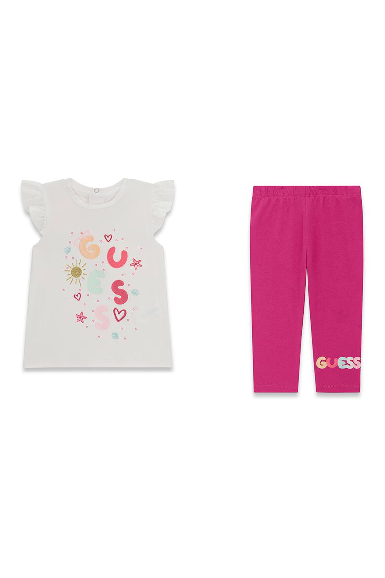 GUESS KIDS Тениска и клин Бял/Фуксия