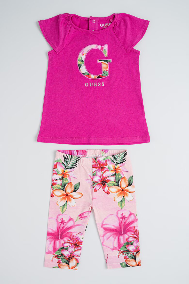GUESS KIDS Тениска и панталон Зелен/Оранжев/Розово