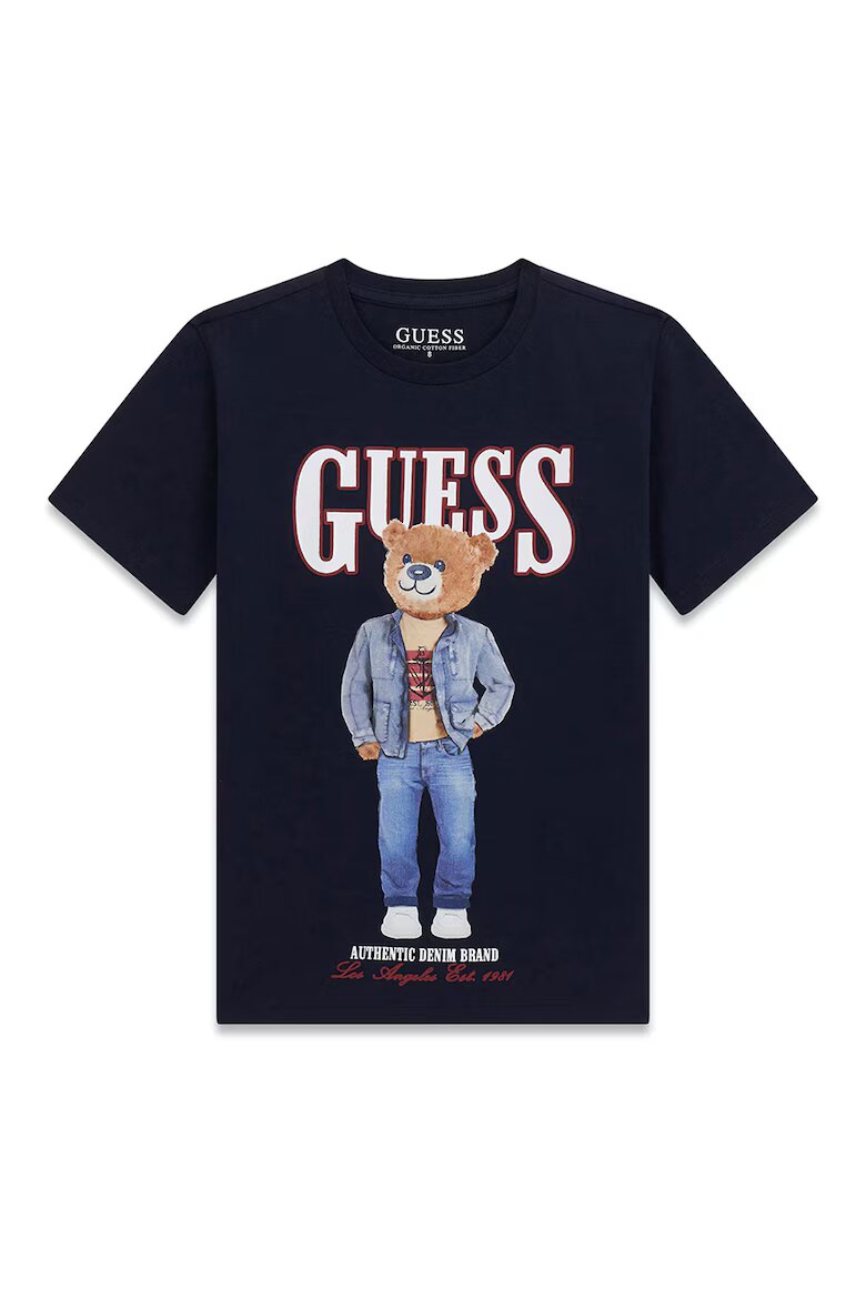 GUESS KIDS Тениска от памук с графика Ултрамарин синьо