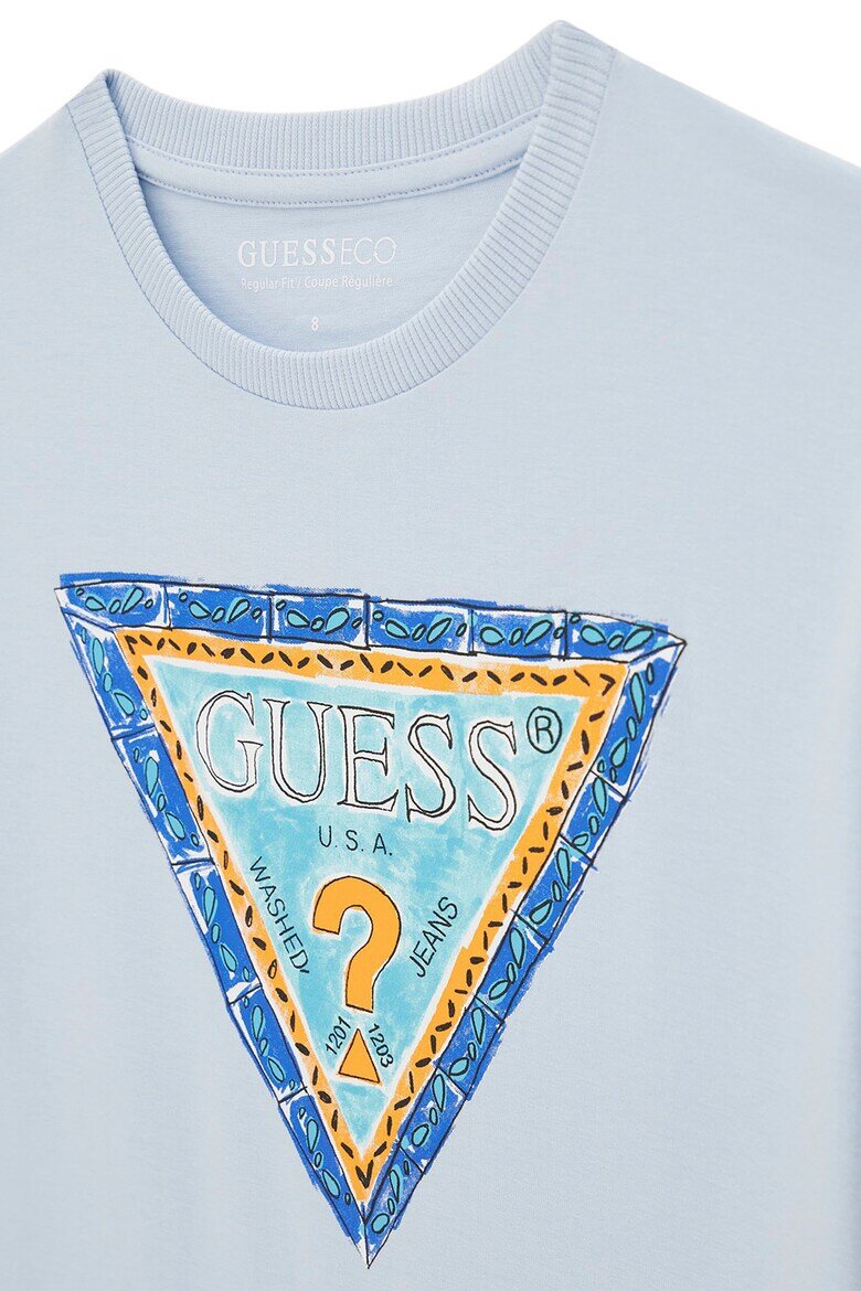 GUESS KIDS Тениска от памук с лого Светлосин