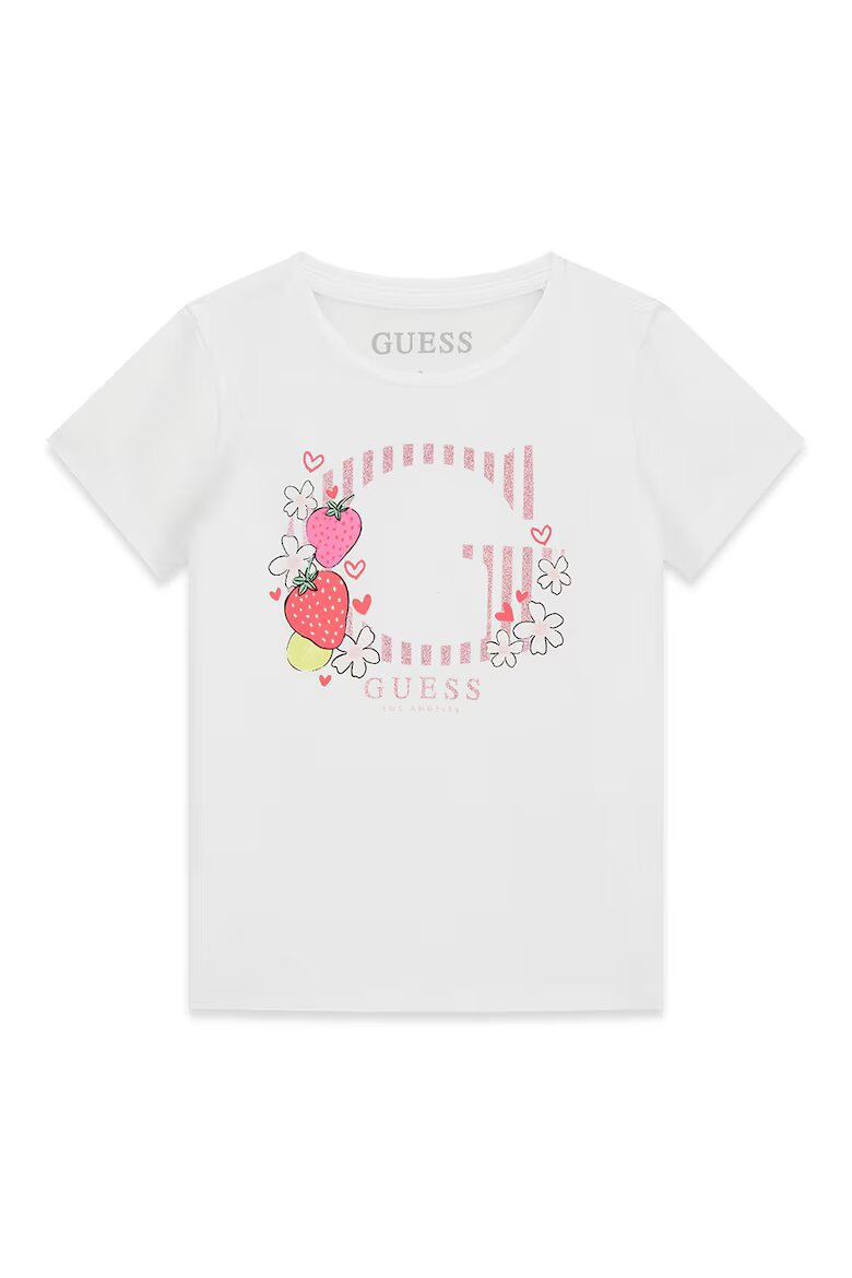 GUESS KIDS Тениска с лого Бял/Розово