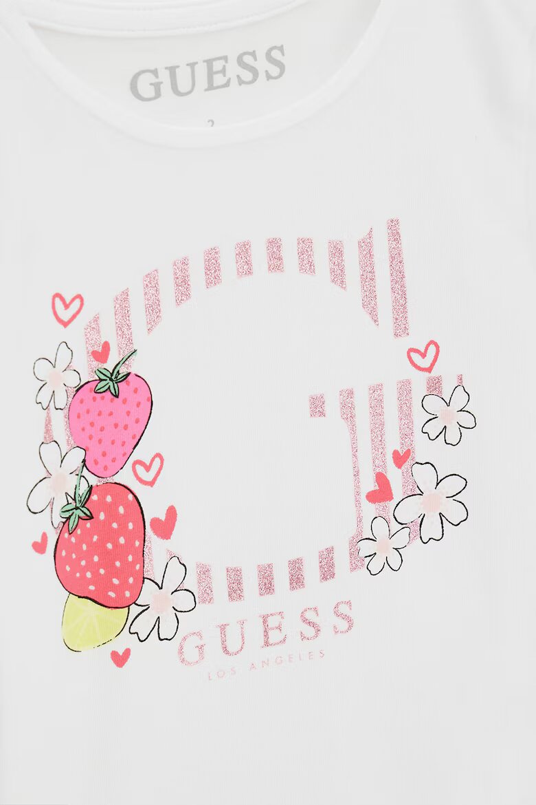 GUESS KIDS Тениска с лого Бял/Розово