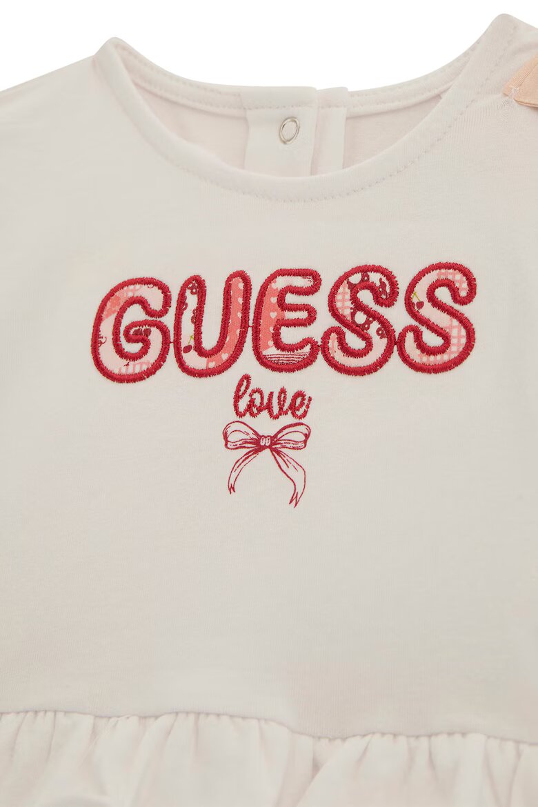 GUESS KIDS Тениска с лого и къс панталон - 2 части Праскова/Мръснобял