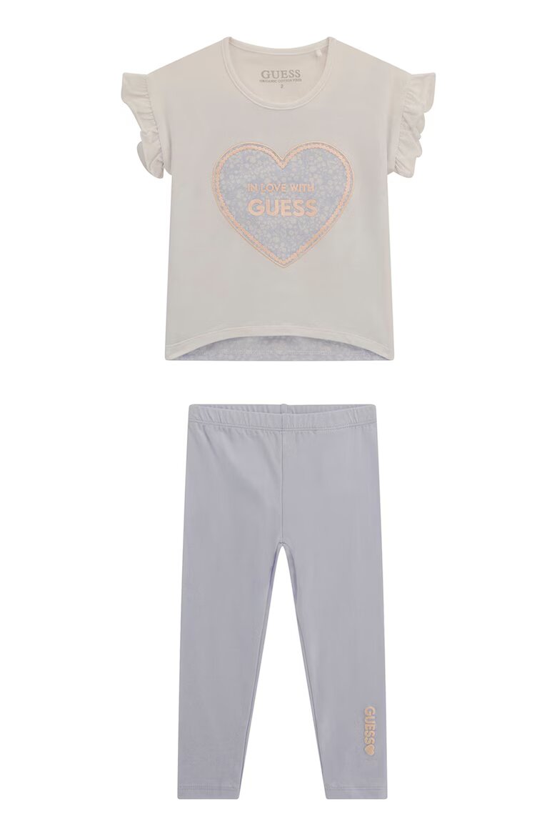 GUESS KIDS Тениска с лого и клин Сиво-бежов