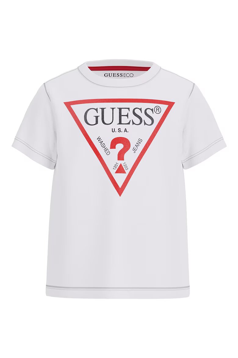 GUESS KIDS Тениска с овално деколте и лого Червен/Бял