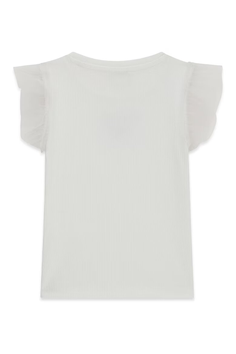 GUESS KIDS Тениска с рипс и надиплени ръкави Бял